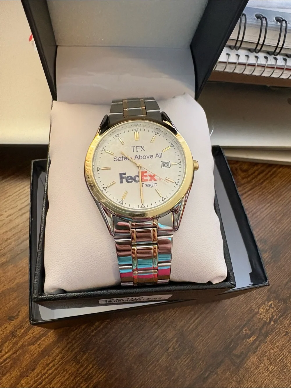 TFX Two-Tone Men’s Watch in Silver and Gold with White Dial — FedEx Logo
